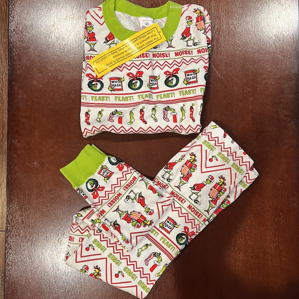 NWT Hanna Andersson Grinch Long John Pajama Set Size 10 Kids